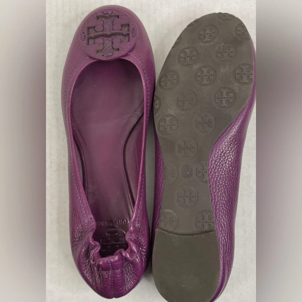 TORY BURCH Purple Leather Reva Ballet Flats Size 8